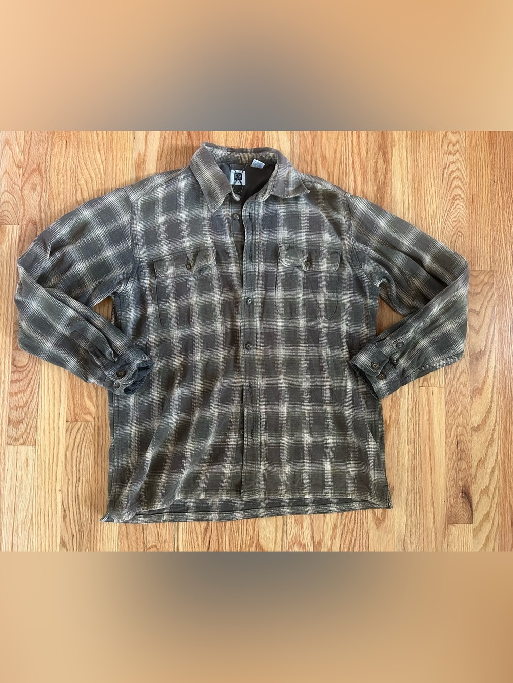 GAP Factory Plaid Button-Up Shirt in Brown and Cream
